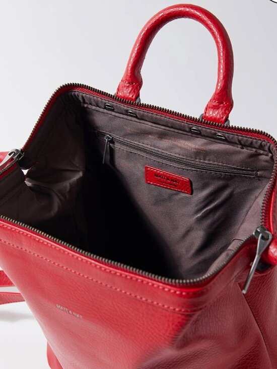 Matt & Nat Vignelli Vegan Leather Backpack Red Dwell Carry On Purse Minimal Chic